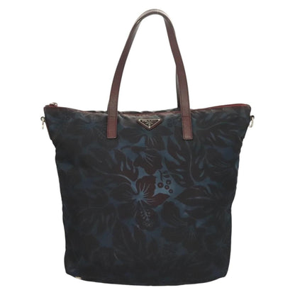 Prada Convertible Tote Printed Tessuto with Saffiano, BLUE, NYLON, Tote bag