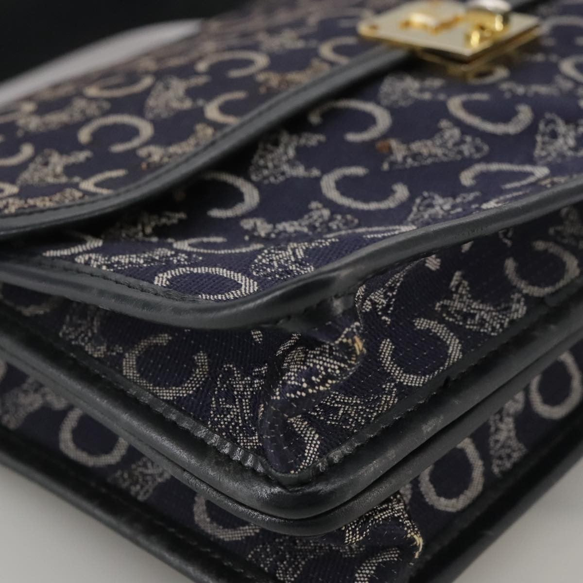 Celine C Sulky Handbag Canvas, NAVY, CANVAS, Handbag