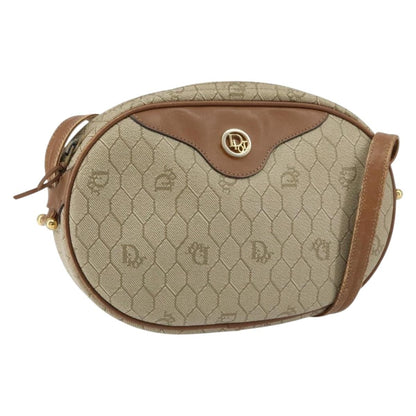 Christian Dior Vintage Honeycomb Shoulder Bag Canvas, BEIGE, CANVAS, Shoulder bag