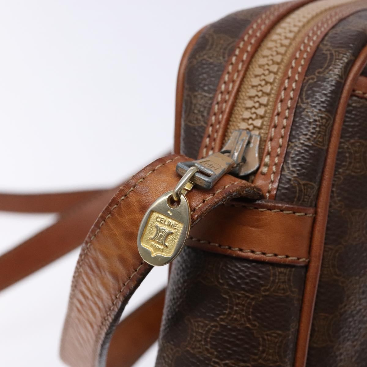 Celine Macadam Shoulder Bag PVC Leather, BROWN, CANVAS, Shoulder bag