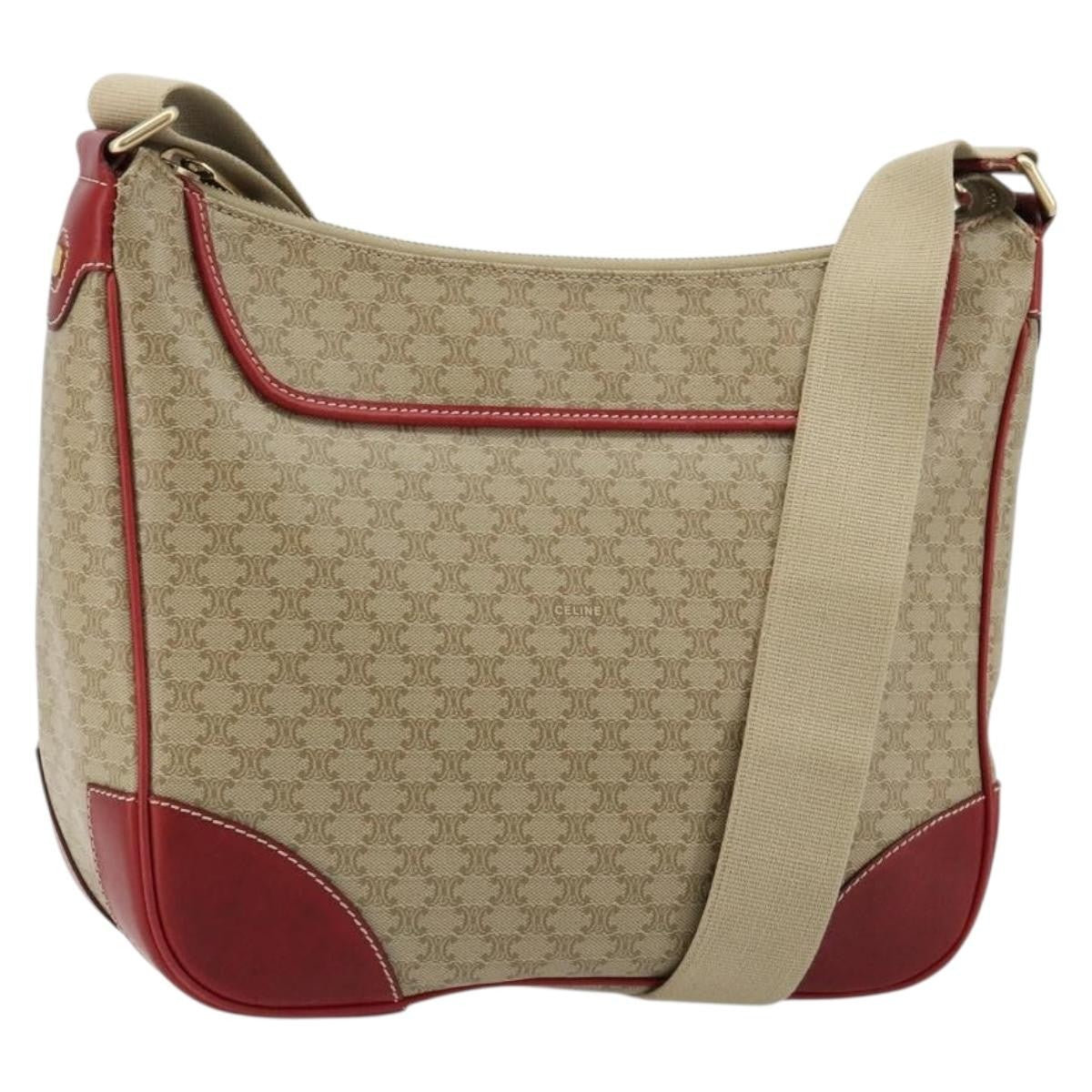 Celine Macadam Shoulder Bag PVC Leather, Beige, Canvas, Shoulder Bag