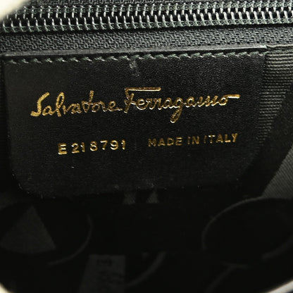 Salvatore Ferragamo Gancini handbag Leather, BLACK, LEATHER, Handbag