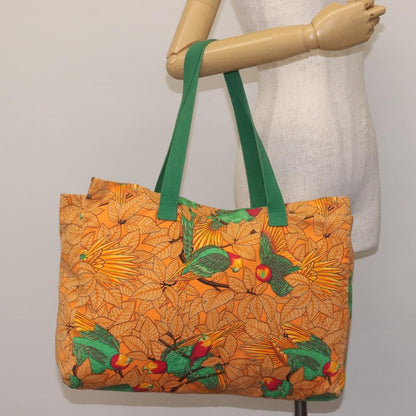 Hermes Beach Tote Printed Toile, ORANGE, CANVAS, Tote bag