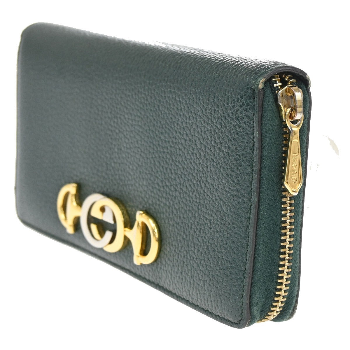 Gucci Zumi Zip Around Wallet Leather, GREEN, LEATHER, Wallets