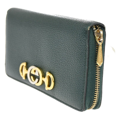 Gucci Zumi Zip Around Wallet Leather, GREEN, LEATHER, Wallets
