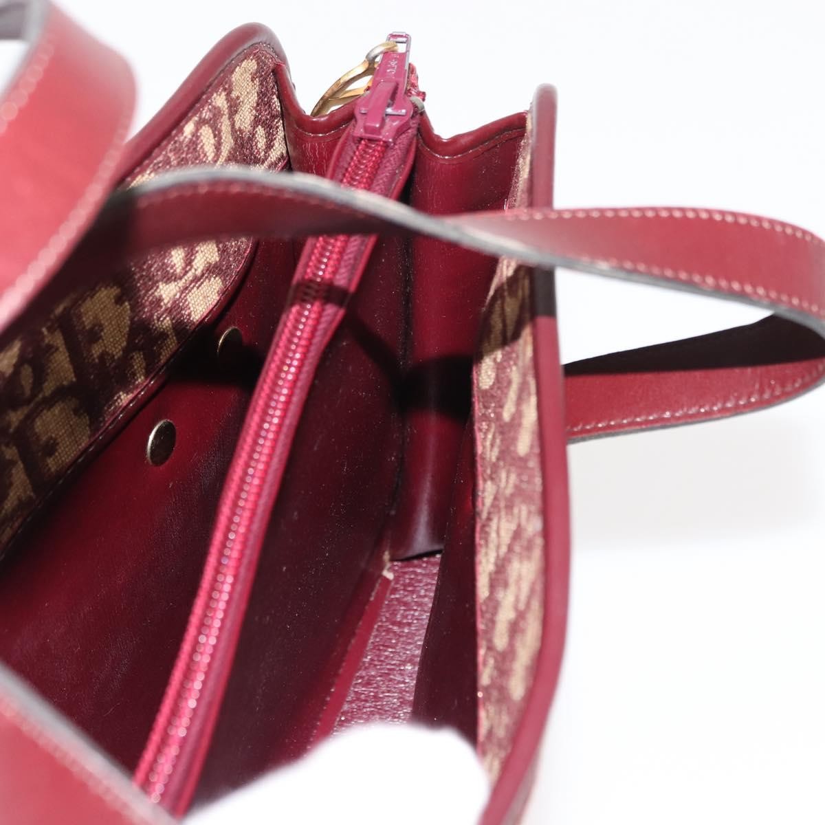 Christian Dior Vintage Trotter Handbag Canvas, RED, CANVAS, Handbag