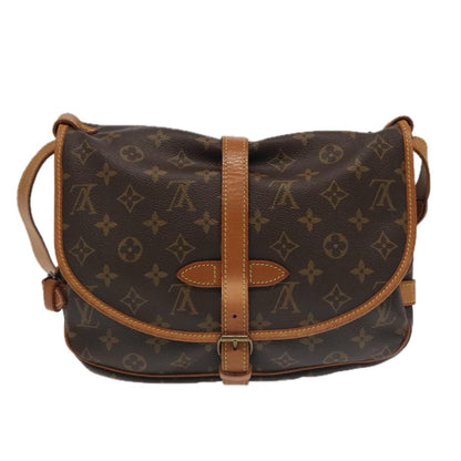 Louis Vuitton Saumur Handbag Monogram Canvas, BROWN, CANVAS, Handbag
