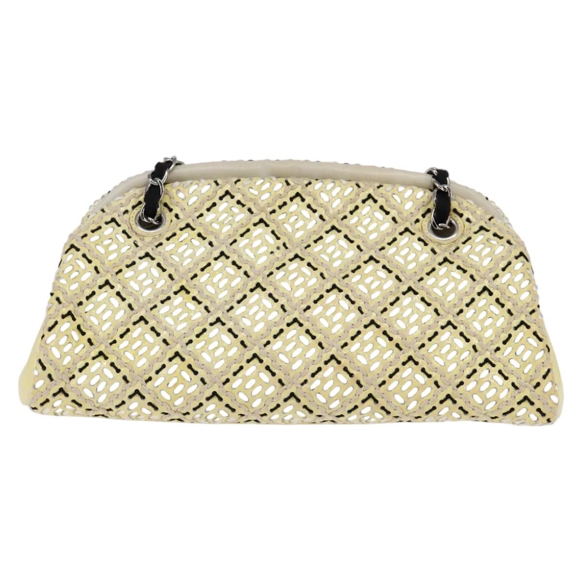 Chanel Just Mademoiselle Bag Woven Stitch Patent, BEIGE, PATENT_LEATHER, Handbag
