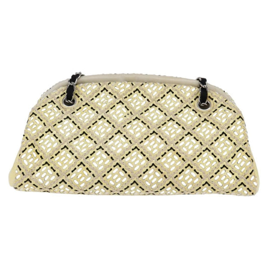 Chanel Just Mademoiselle Bag Woven Stitch Patent, BEIGE, PATENT_LEATHER, Handbag