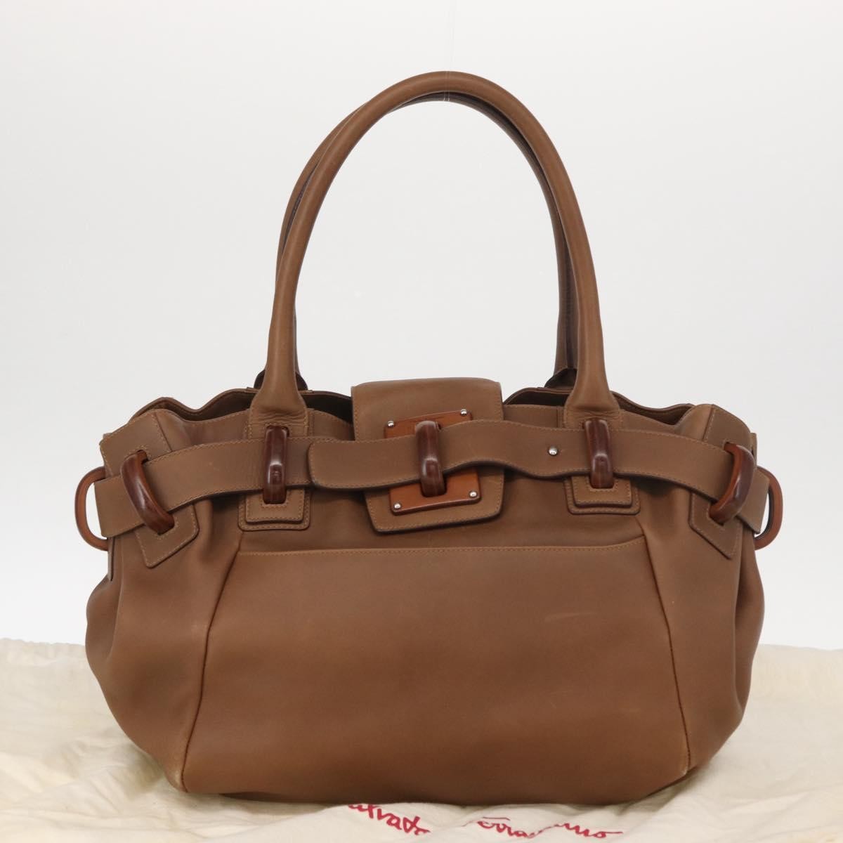 Salvatore Ferragamo Vintage Handbag Leather, BROWN, LEATHER, Handbag