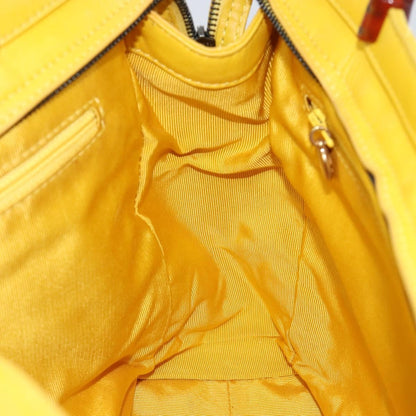 Chanel Vintage CC Resin Pocket Tote Quilted Leather, YELLOW, LEATHER, Tote bag