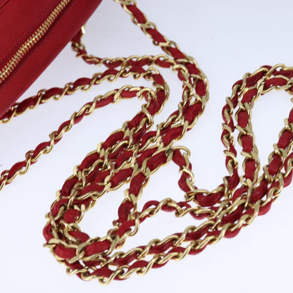 Chanel Vintage Front Pocket Camera Bag Quilted Lambskin, RED, LEATHER, Shoulder bag