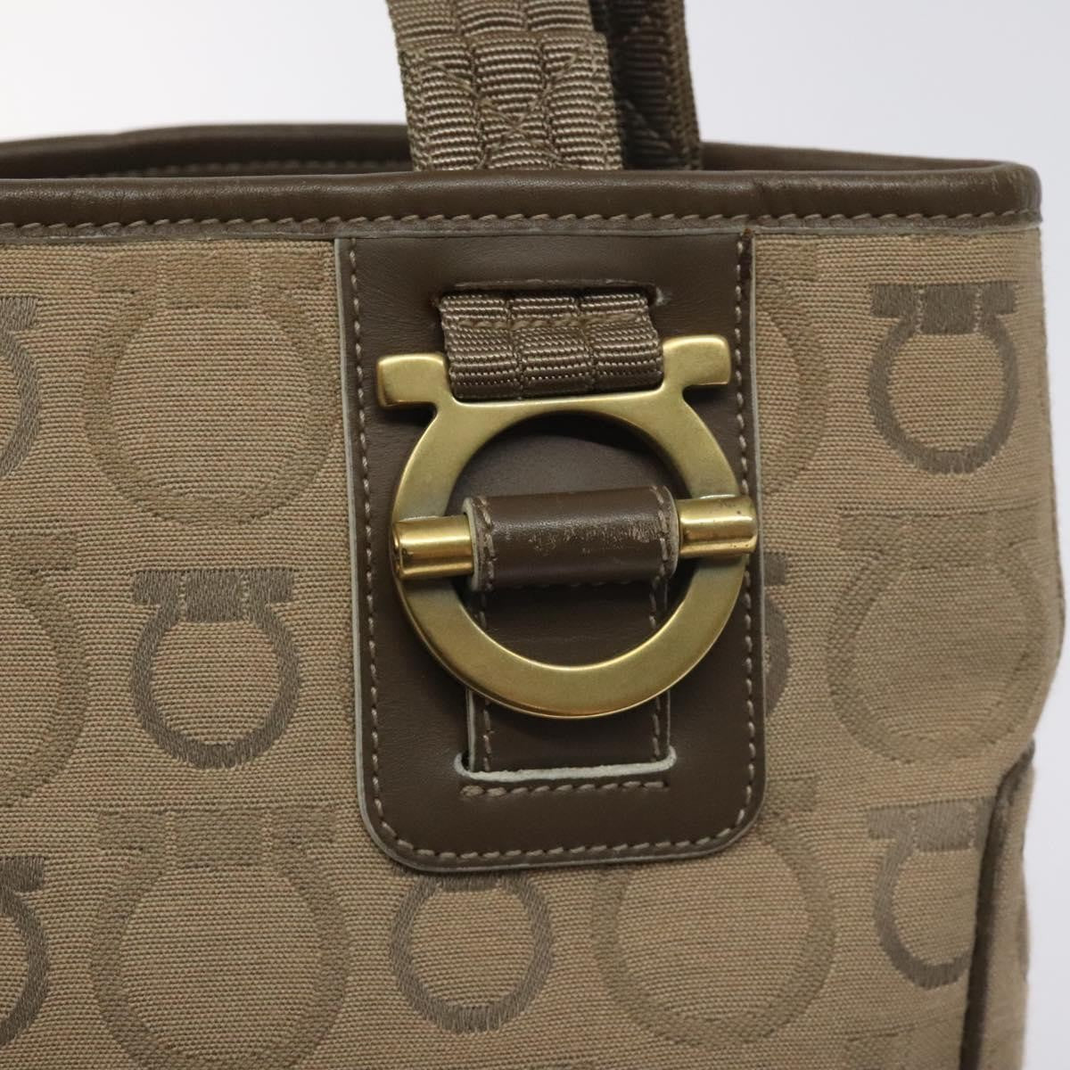 Salvatore Ferragamo Gancini Tote Gancini Canvas, BEIGE, CANVAS, Tote bag