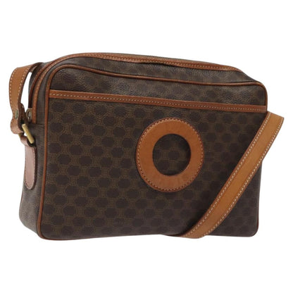 Celine Vintage Macadam Shoulder Bag Canvas and Leather, Brown, Canvas, Shoulder Bag