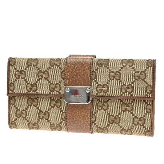 Gucci Vintage Web Continental Wallet GG Canvas, BROWN, CANVAS, Wallets