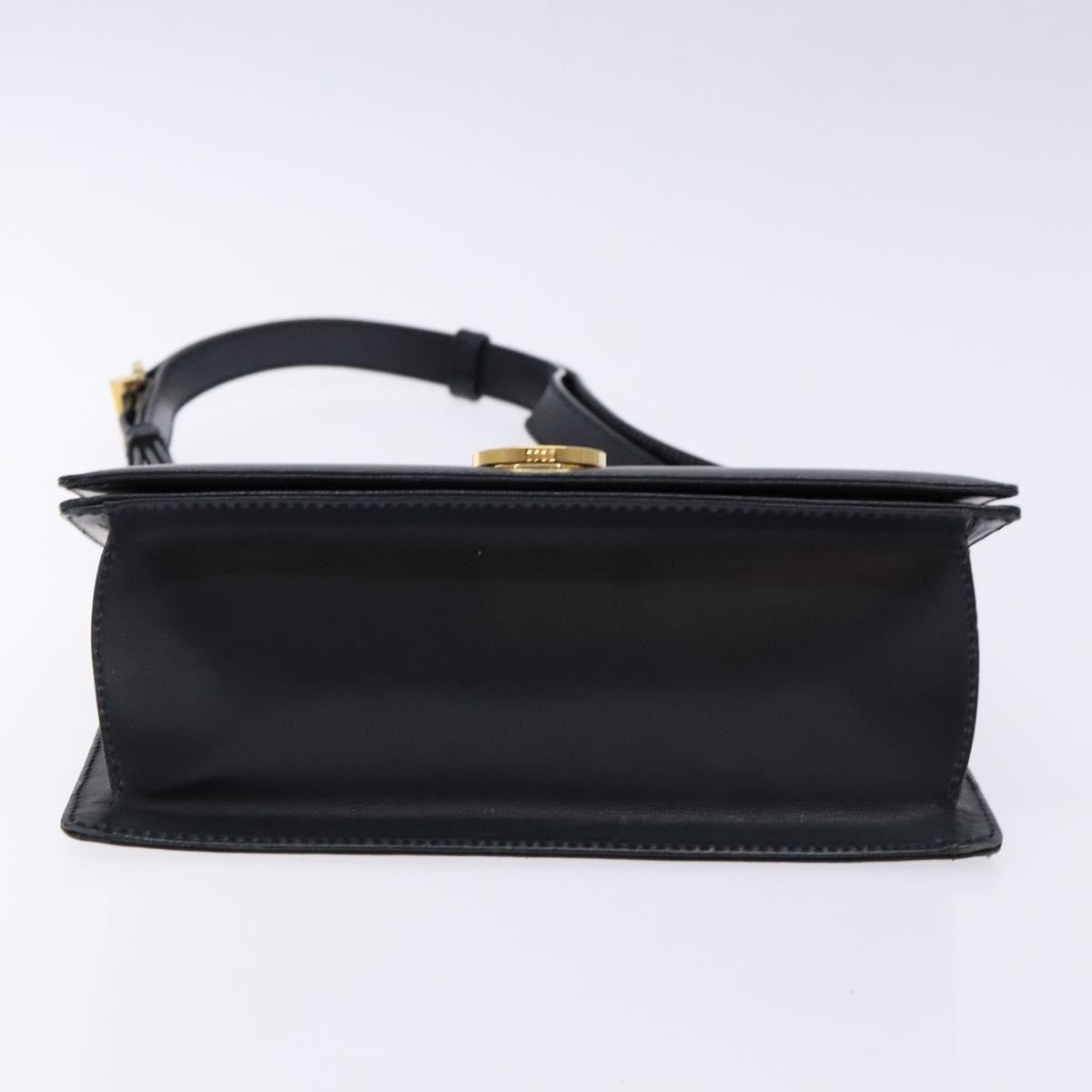 Salvatore Ferragamo Gancini Shoulder Bag Leather, NAVY, LEATHER, Shoulder bag