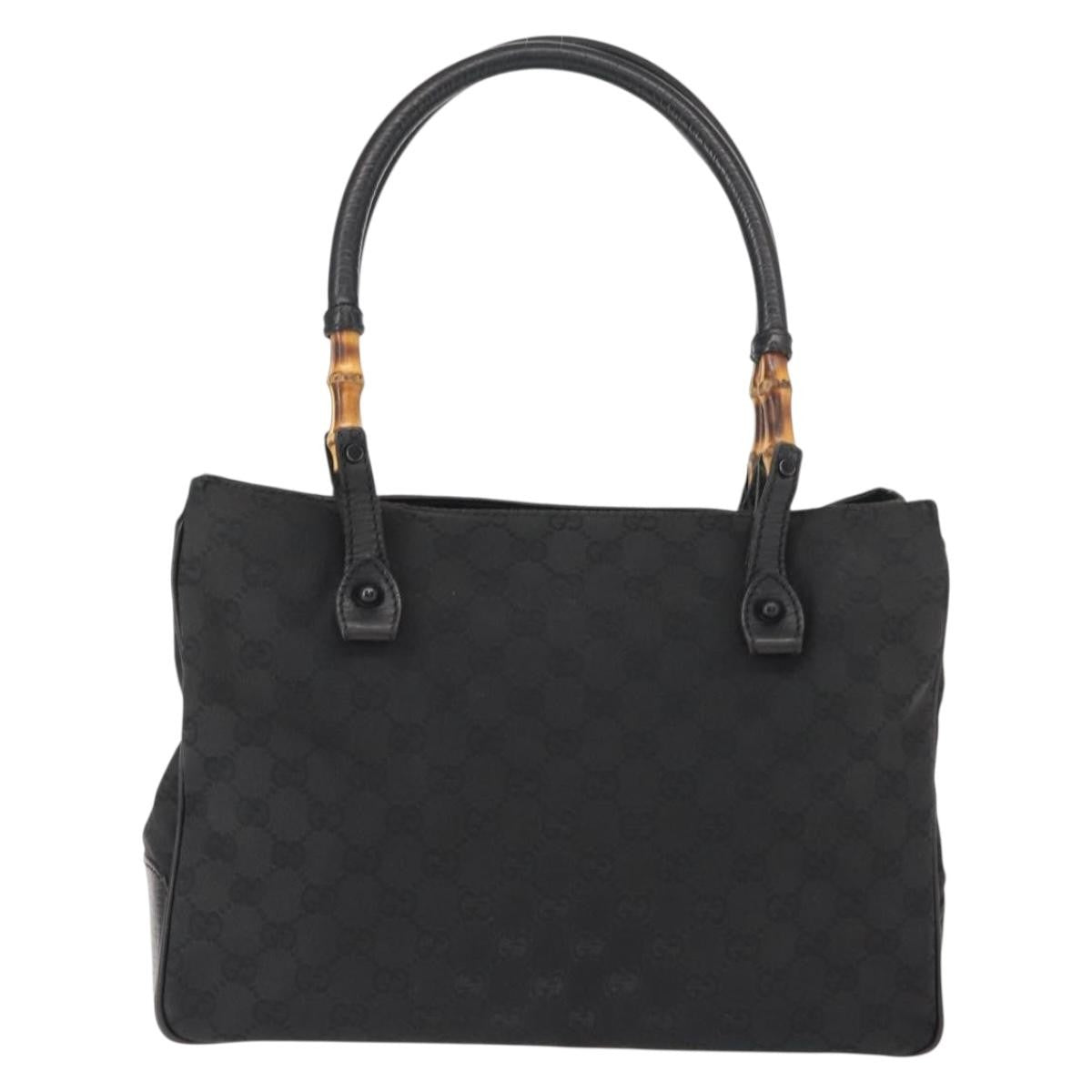 Gucci Vintage Bamboo Handle Bag Canvas, BLACK, CANVAS, Tote bag
