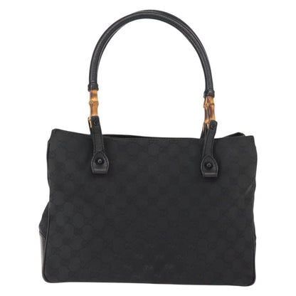 Gucci Vintage Bamboo Handle Bag Canvas, BLACK, CANVAS, Tote bag