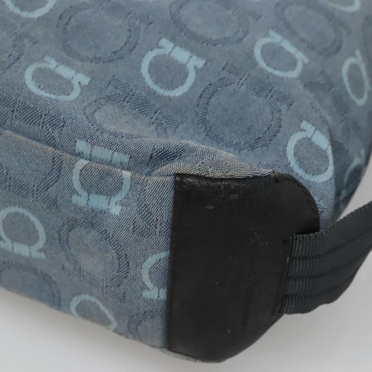 Salvatore Ferragamo Gancini Shoulder Bag Canvas, BLUE, CANVAS, Shoulder bag