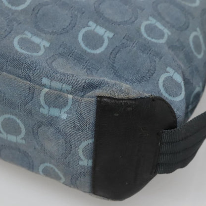 Salvatore Ferragamo Gancini Shoulder Bag Canvas, BLUE, CANVAS, Shoulder bag