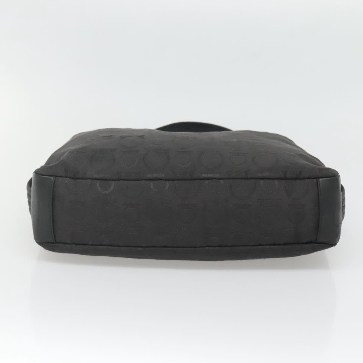 Salvatore Ferragamo Gancini Shoulder Bag Canvas, BLACK, CANVAS, Shoulder bag