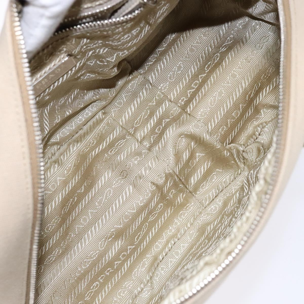 Prada Bauletto Bag Canvas with Leather, BEIGE, CANVAS, Handbag