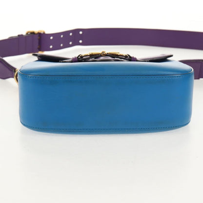 Gucci Lady Web Shoulder Bag Leather, BLUE, LEATHER, Shoulder bag