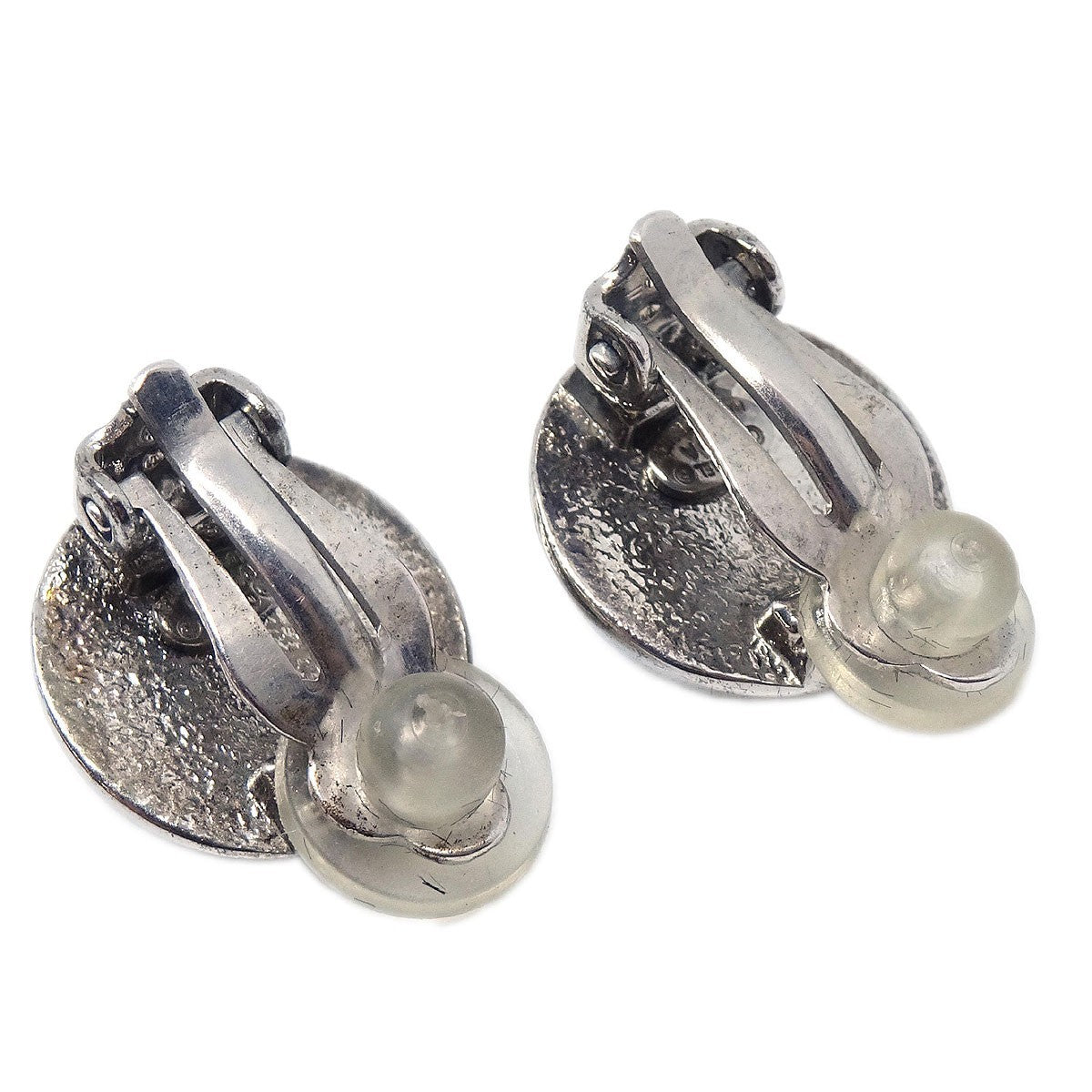 Chanel Vintage CC Round Clip-On Earrings Metal, SILVER, SILVER_PLATED, Earrings
