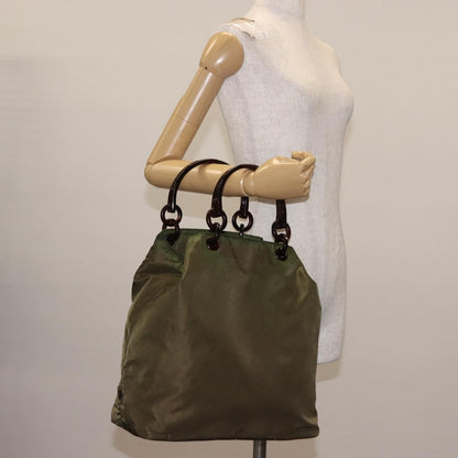 Prada Resin Handle Tote Tessuto, Khaki, Nylon, Tote Bag