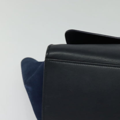Celine Trapeze Bag Leather with Suede, NAVY, LEATHER, Handbag