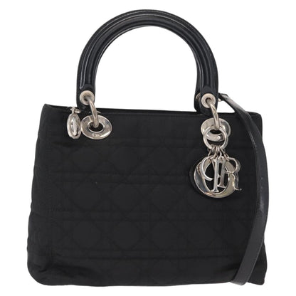 Christian Dior Vintage Lady Dior Bag Cannage Quilt Nylon, BLACK, NYLON, Handbag