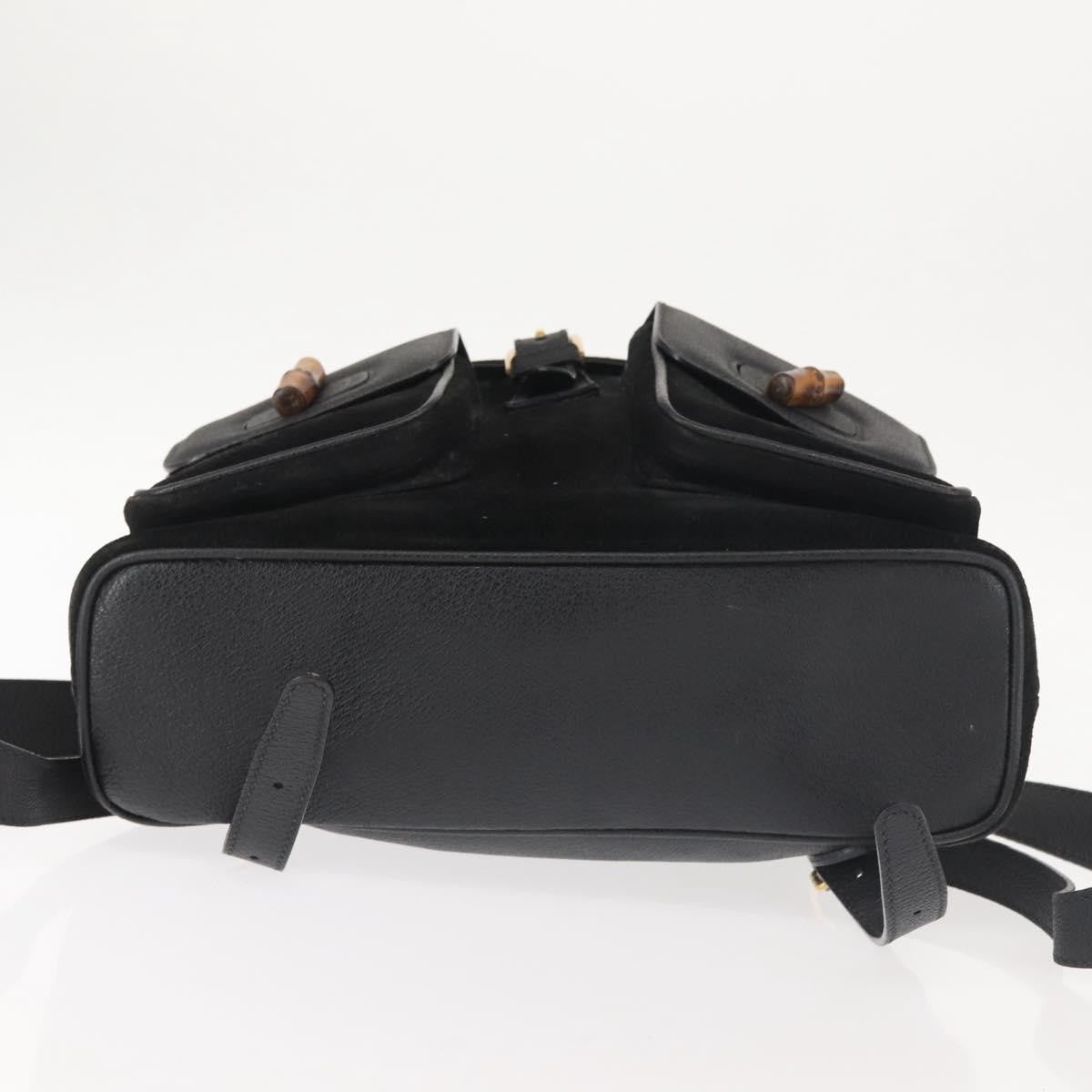 Gucci Vintage Bamboo Backpack Suede, BLACK, SUEDE, Backpack