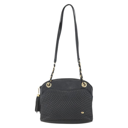 Bally Vintage Chain Shoulder Bag Quilted Leather, BLACK, LEATHER, Shoulder bag