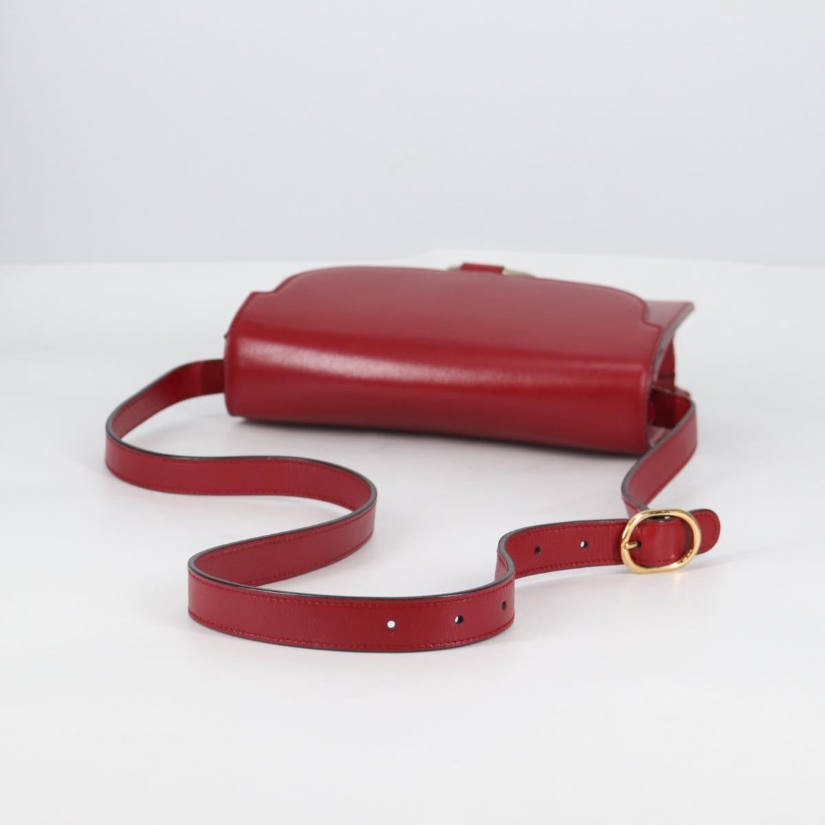 Gucci GG Ring Shoulder Bag Leather, RED, LEATHER, Shoulder bag