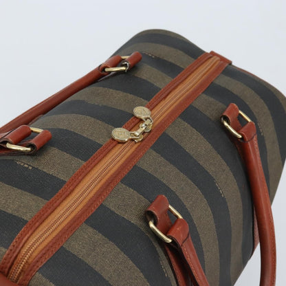 Fendi Vintage Pequin Boston Bag Coated Canvas, Brown, Canvas, Travel Bag