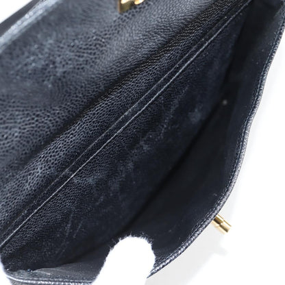 Chanel Vintage Front Pocket Camera Shoulder Bag Quilted Caviar, BLACK, LEATHER, Shoulder bag