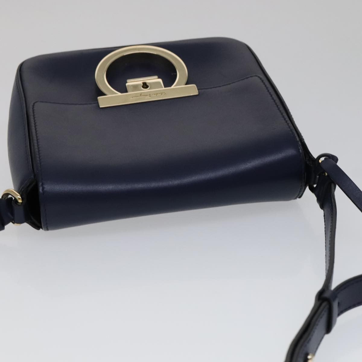 Salvatore Ferragamo Tassel Gancini Lock Flap Shoulder Bag Leather, NAVY, LEATHER, Shoulder bag