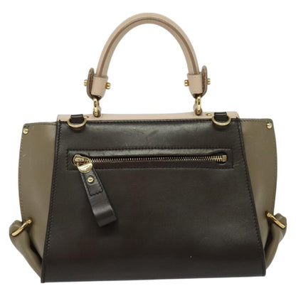 Salvatore Ferragamo Gancini handbag Leather, BROWN, LEATHER, Handbag