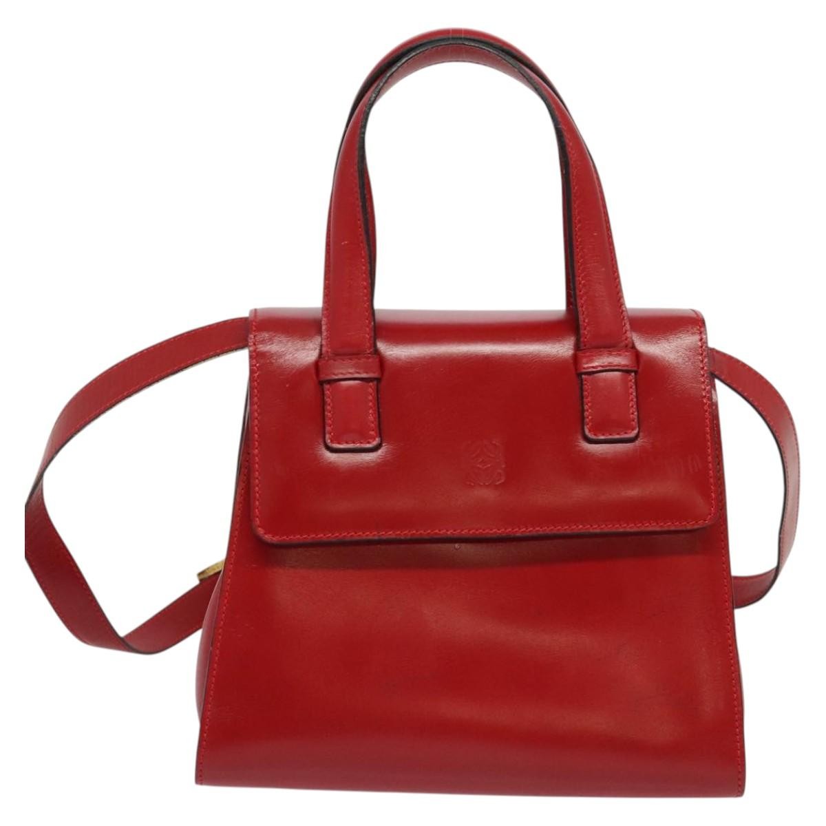 Loewe Anagram handbag Leather, RED, LEATHER, Handbag