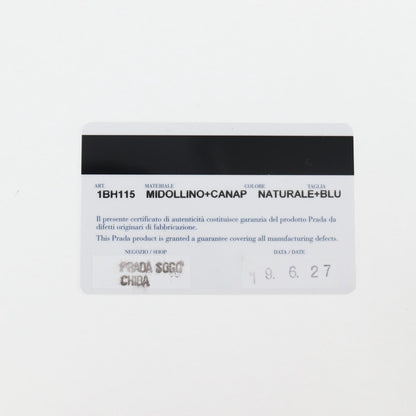 Prada Drawstring Bucket Bag Canvas and Wicker, BLUE, CANVAS, Handbag