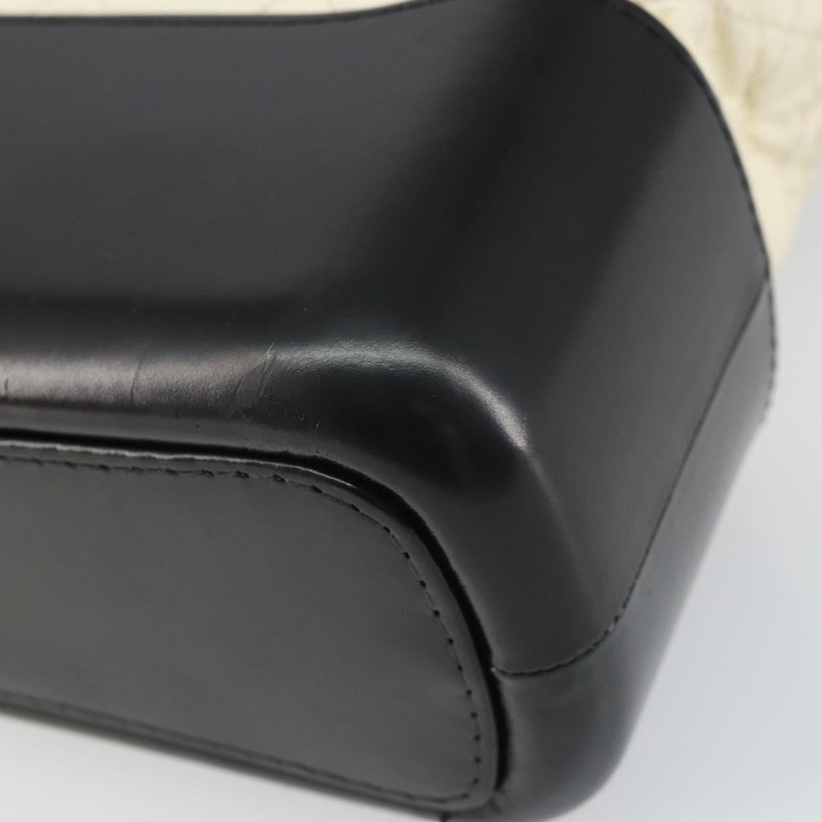 Chanel Bicolor Gabrielle Hobo Quilted Aged Calfskin, WHITE, LEATHER, Shoulder bag