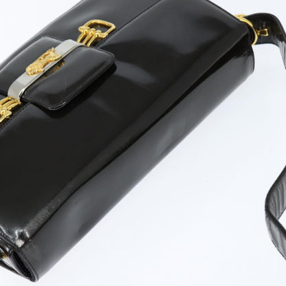 Celine Vintage Carriage Flap Clutch Leather, BLACK, PATENT_LEATHER, Shoulder bag