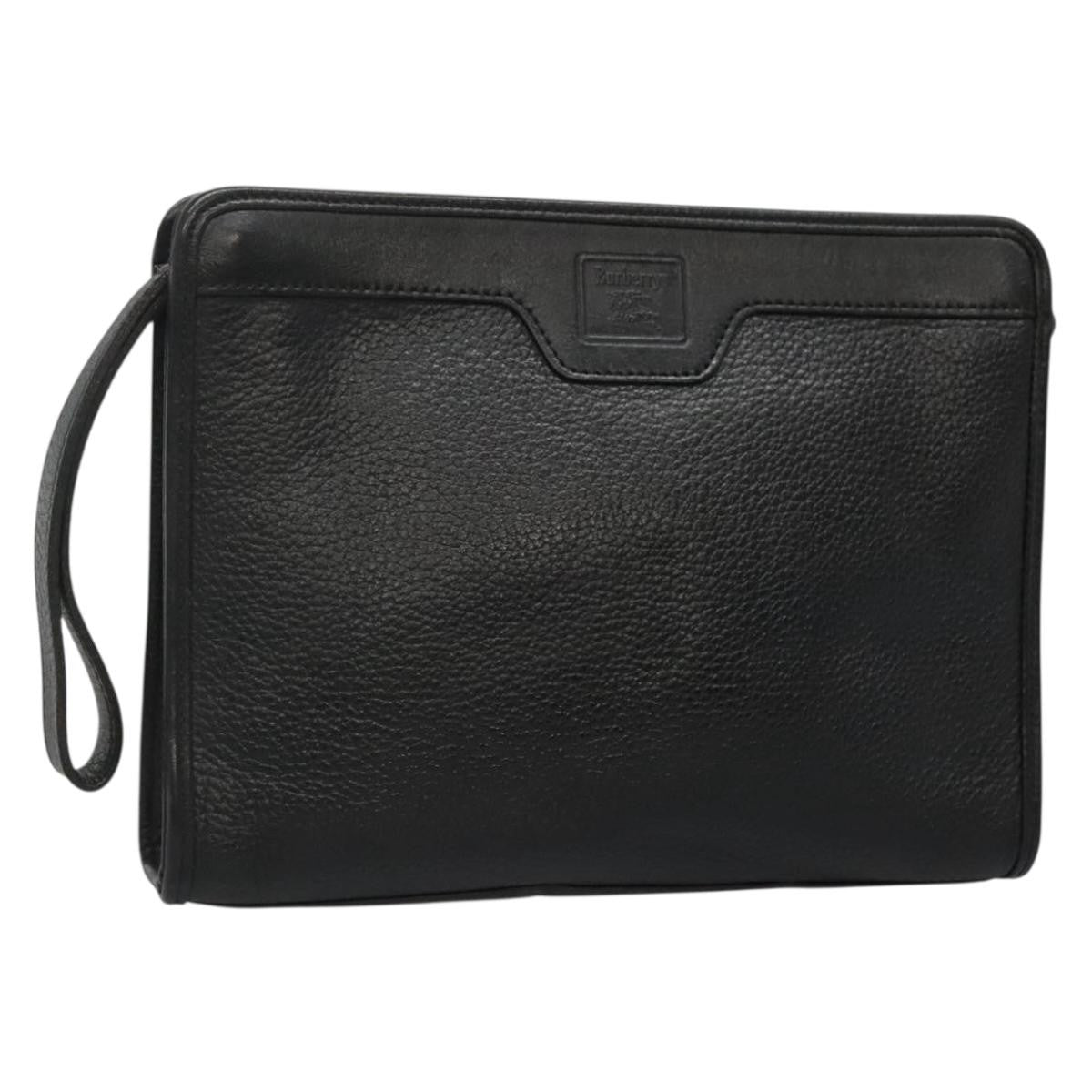 Burberry Zip Clutch Leather, BLACK, LEATHER, Clutche & pouche