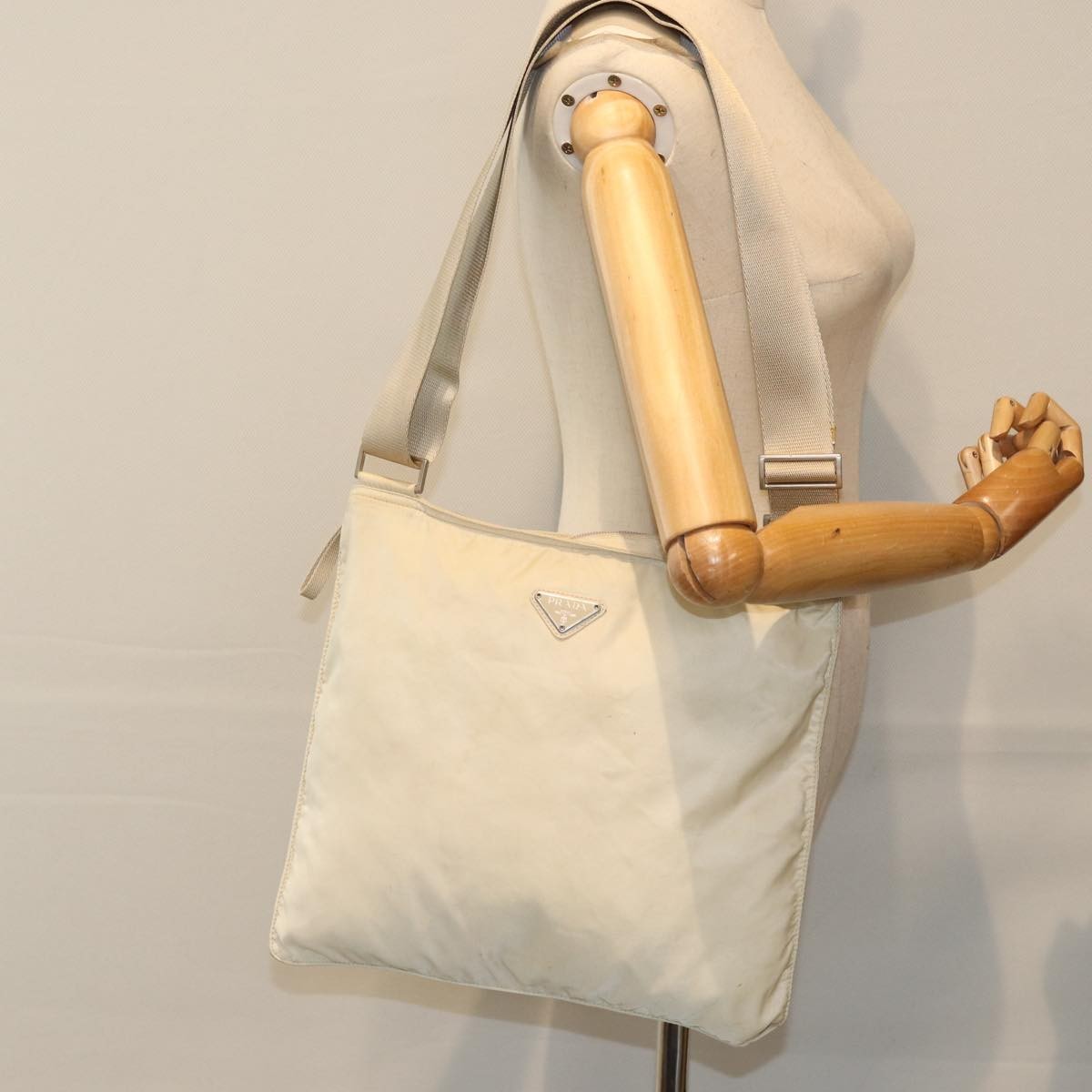 Prada Front Pocket Messenger Bag Tessuto, WHITE, NYLON, Shoulder bag