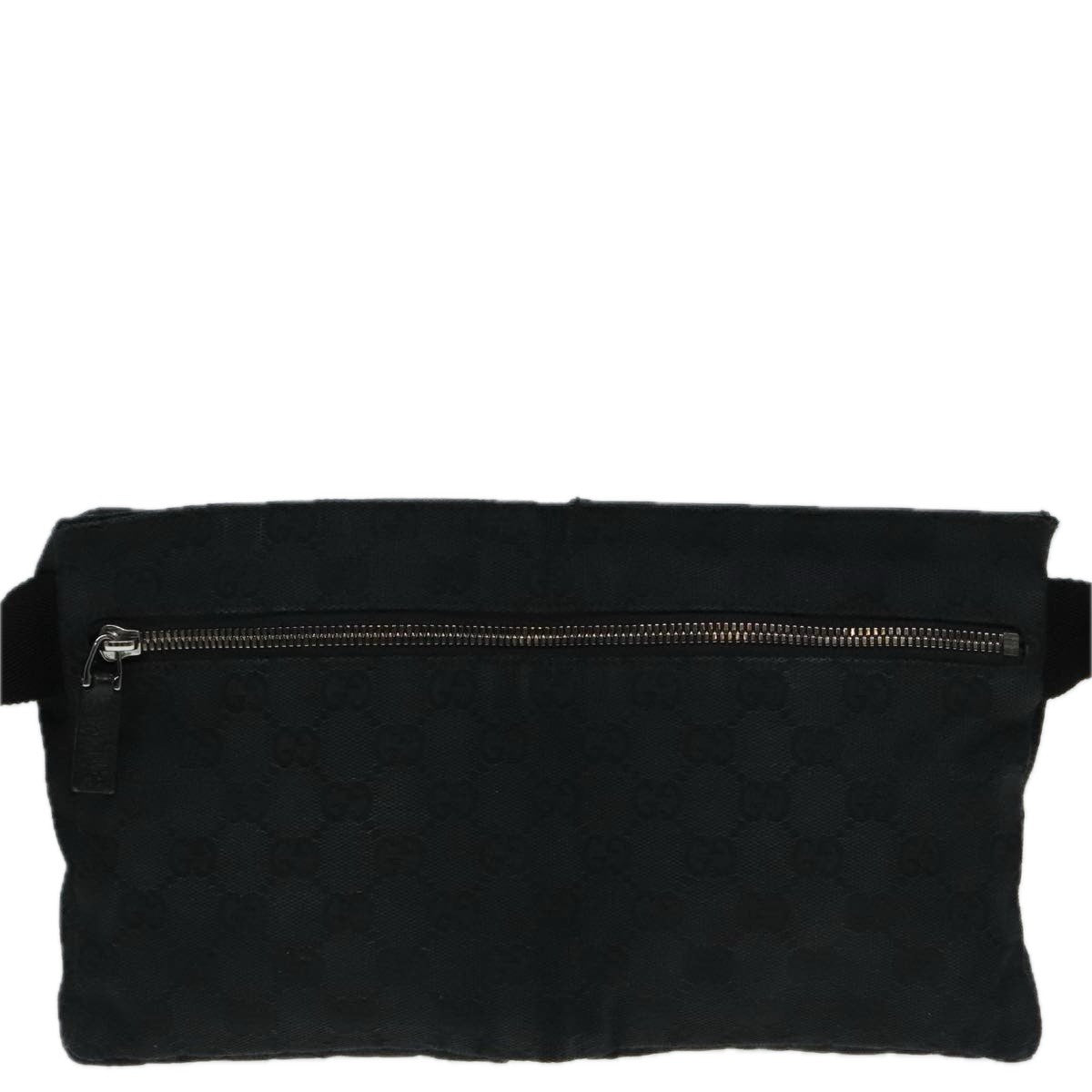 Gucci Vintage Double Belt Bag GG Canvas with Leather, BLACK, CANVAS, Clutche & pouche