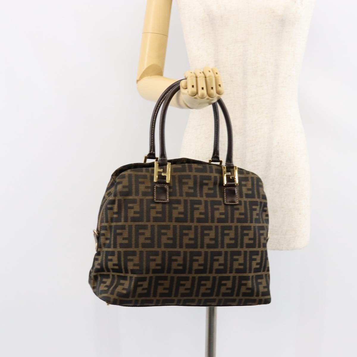 Fendi Vintage Convertible Satchel Zucca Canvas, BROWN, CANVAS, Handbag