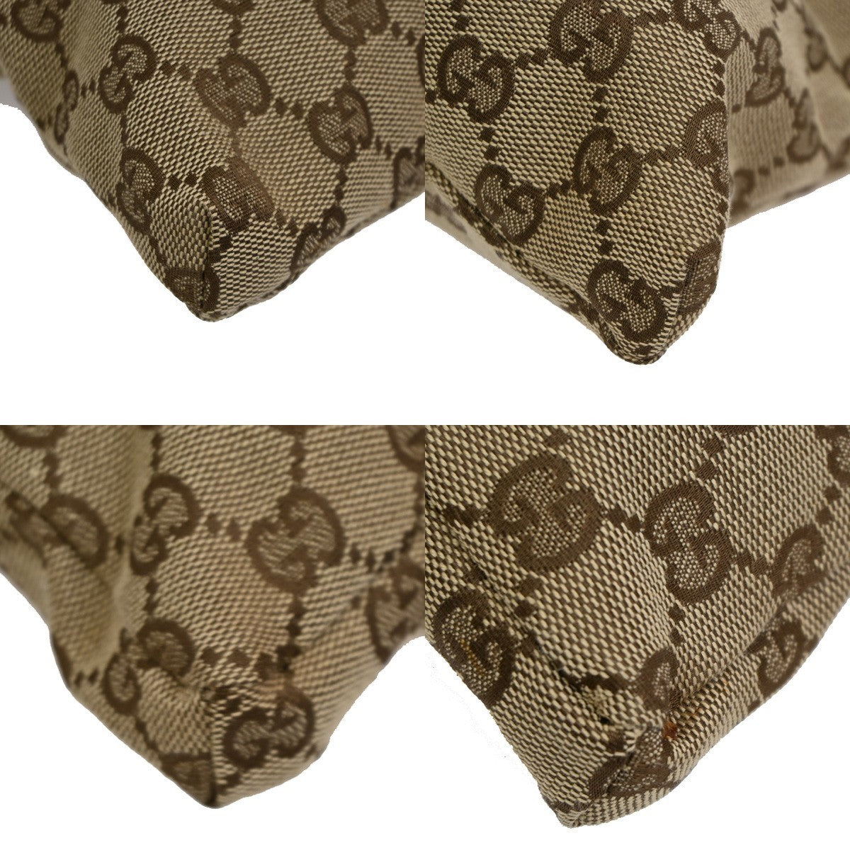 Gucci Vintage Double Belt Bag GG Canvas with Leather, BEIGE, CANVAS, Shoulder bag