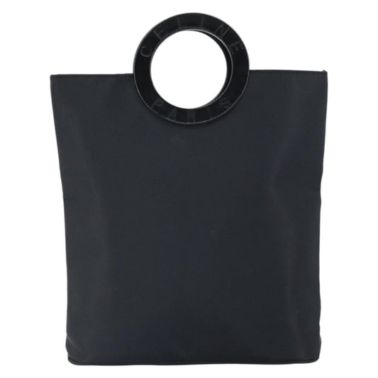 Celine Circle Logo Handbag Nylon, BLACK, NYLON, Handbag