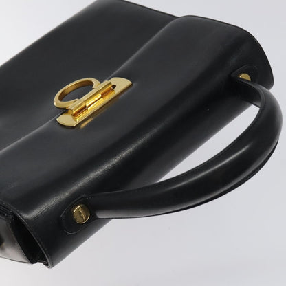 Salvatore Ferragamo Gancini handbag Leather, BLACK, LEATHER, Handbag