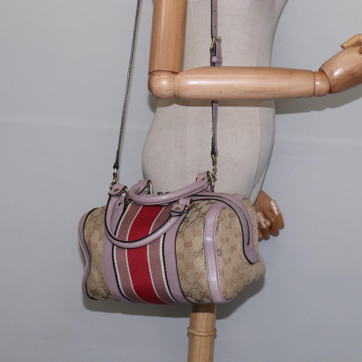 Gucci Vintage Web Boston Bag GG Canvas, BEIGE, CANVAS, Handbag
